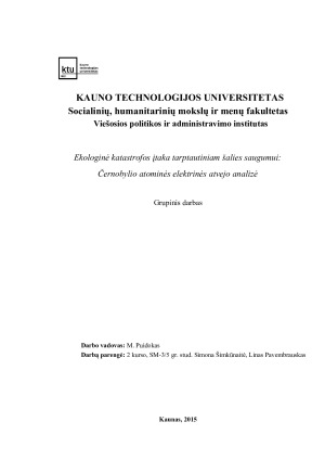 Černobylio atominės elektrinės atvejo analizė