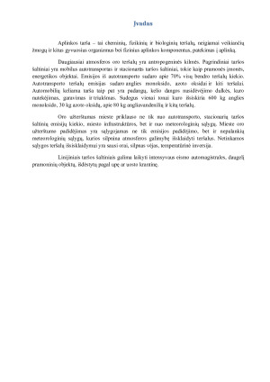 Linijiniai taršos šaltiniai ir jų oro taršos modeliavimo ypatumai. Paveikslėlis 2