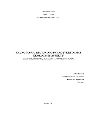 KAUNO MARIŲ REGIONINIO PARKO ĮVERTINIMAS EKOLOGINIU ASPEKTU