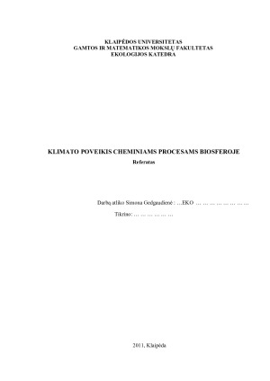KLIMATO POVEIKIS CHEMINIAMS PROCESAMS BIOSFEROJE