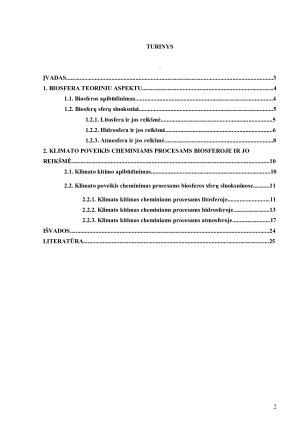 KLIMATO POVEIKIS CHEMINIAMS PROCESAMS BIOSFEROJE. Paveikslėlis 2