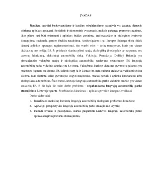 Lengvųjų automobilių parko atnaujinimo ekologiniai aspektai Lietuvoje