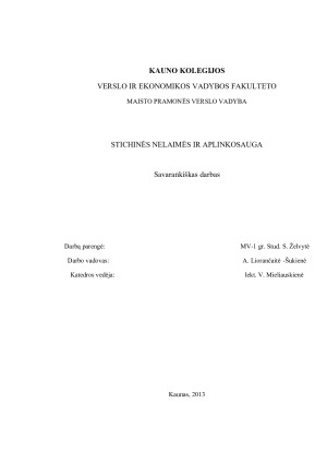 STICHINĖS NELAIMĖS IR APLINKOSAUGA. Paveikslėlis 1
