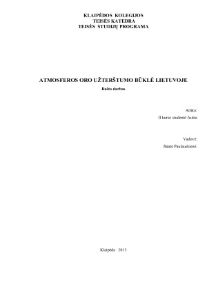 ATMOSFEROS ORO UŽTERŠTUMO BŪKLĖ LIETUVOJE