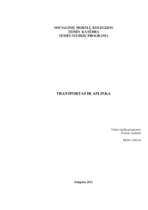 TRANSPORTAS IR APLINKA