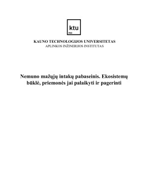 Nemuno mažųjų intakų pabaseinis. Ekosistemų būklė, priemonės jai palaikyti ir pagerinti