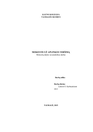 MOKESTIS UŽ APLINKOS TERŠIMĄ