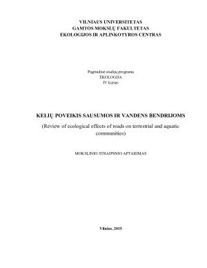 KELIŲ POVEIKIS SAUSUMOS IR VANDENS BENDRIJOMS