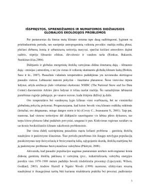 IŠSPRĘSTOS, SPRENDŽIAMOS IR NUMATOMOS DIDŽIAUSIOS GLOBALIOS EKOLOGIJOS PROBLEMOS. Paveikslėlis 3