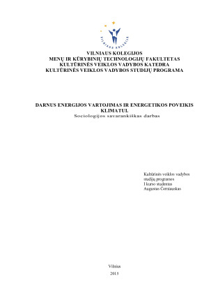 DARNUS ENERGIJOS VARTOJIMAS IR ENERGETIKOS POVEIKIS KLIMATUI