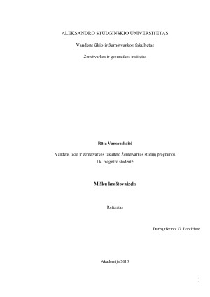 Miškų kraštovaizdžio analizė ir jo formavimosi ypatumai