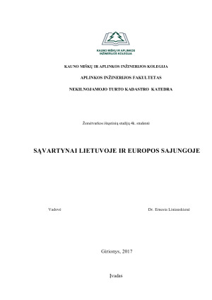 SĄVARTYNAI LIETUVOJE IR EUROPOS SAJUNGOJE