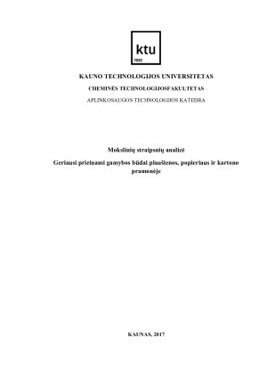 Geriausi prieinami gamybos būdai plaušienos, popieriaus ir kartono pramonėje