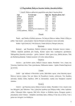 Dubysos upės hidroekologinė charakteristika. Paveikslėlis 6