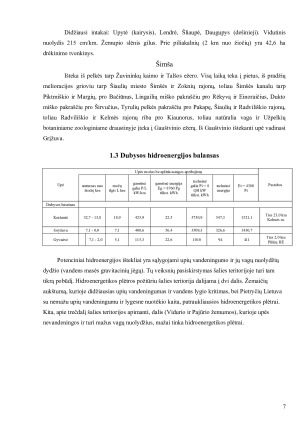 Dubysos upės hidroekologinė charakteristika. Paveikslėlis 7