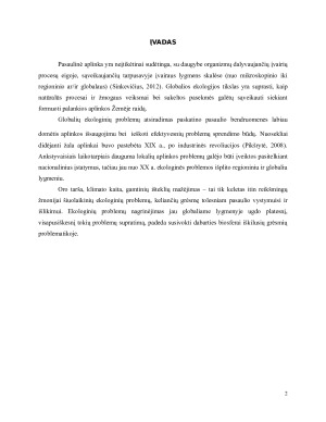IŠSPRĘSTOS, SPRENDŽIAMOS IR NUMATOMOS DIDŽIAUSIOS GLOBALIOS EKOLOGIJOS PROBLEMOS. Paveikslėlis 2