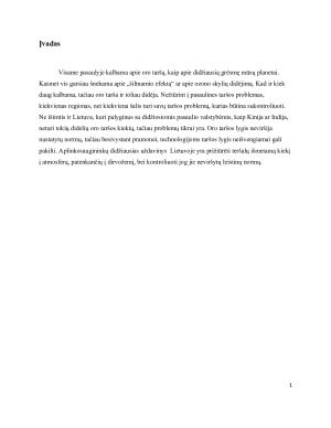 Oro tarša Lietuvoje ir pagrindiniai jos šaltiniai