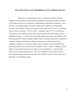 Oro tarša Lietuvoje ir pagrindiniai jos šaltiniai. Paveikslėlis 2