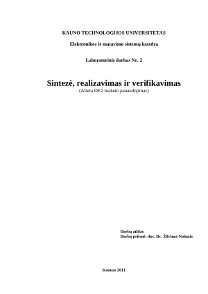 Sintezė, realizavimas ir verifikavimas. Paveikslėlis 1