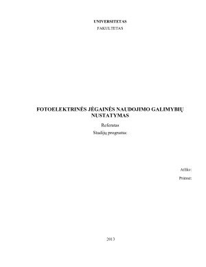 FOTOELEKTRINĖS JĖGAINĖS NAUDOJIMO GALIMYBIŲ NUSTATYMAS