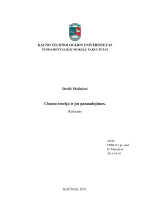 Chaoso teorija ir jos panaudojimas