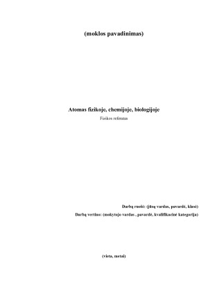Atomas fizikoje, chemijoje, biologijoje. Paveikslėlis 1