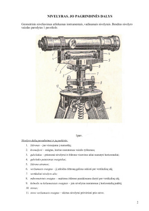NIVELYRAS. JO DALYS. TIKRINIMAS IR REGULIAVIMAS. Paveikslėlis 2