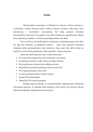 Nevyriausybinių organizacijų veiklos pagrindai ir teisiniai principai