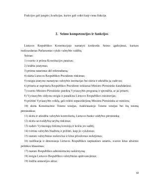 Seimo struktūra pirmininkas, valdyba, komitetai ir komisijos, seniūnių sueiga, frakcijos. Seimo kompetencija, funkcijos. Seimo steigiamos institucijos. Paveikslėlis 10
