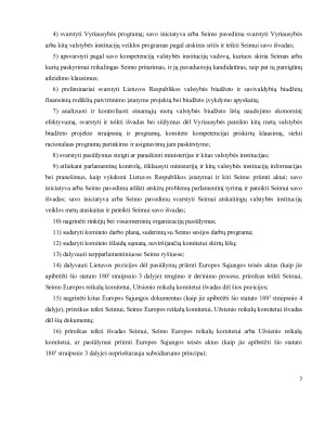 Seimo struktūra pirmininkas, valdyba, komitetai ir komisijos, seniūnių sueiga, frakcijos. Seimo kompetencija, funkcijos. Seimo steigiamos institucijos. Paveikslėlis 7