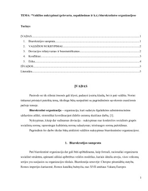 Valdžios nukrypimai (prievarta, nepaklusimas ir k.t.) biurokratinėse organizacijose