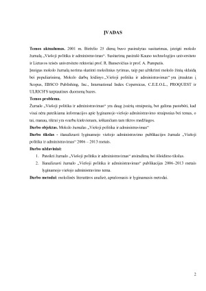 Lyginamojo viešojo administravimo publikacijų analizė žurnale „Viešoji politika ir administravimas“ 2006–2013 metais. Paveikslėlis 2