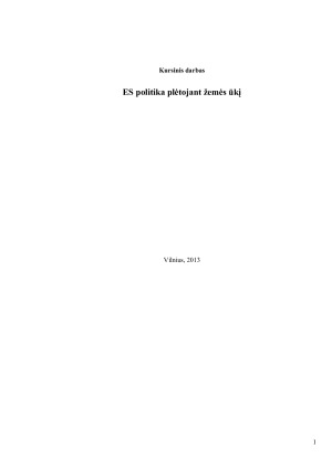 ES politika plėtojant žemės ūkį