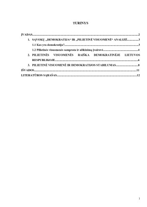 Demokratija ir pilietinė visuomenė - tarpusavio sąveikos paieška