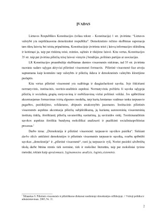 Demokratija ir pilietinė visuomenė - tarpusavio sąveikos paieška. Paveikslėlis 2