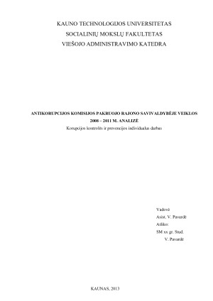 ANTIKORUPCIJOS KOMISIJOS PAKRUOJO RAJONO SAVIVALDYBĖJE VEIKLOS   2008 – 2011 M. ANALIZĖ
