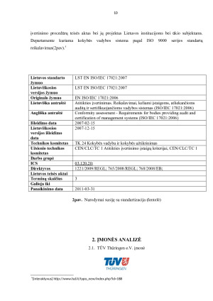 INSTITUCIJOS, ATLIEKANČIOS STANDARTIZACIJĄ IR SERTIFIKACIJĄ LIETUVOJE. Paveikslėlis 10