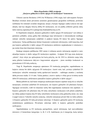 Rūtos Repečkaitės (2005) straipsnio „Karjeros galimybės ir darbo sąlygos ES institucijose“ komentaras