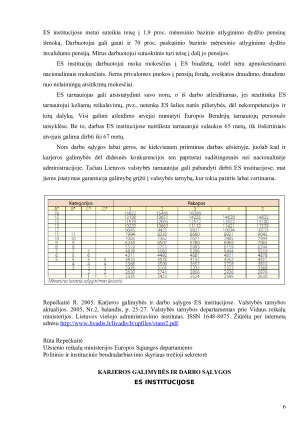 Rūtos Repečkaitės (2005) straipsnio „Karjeros galimybės ir darbo sąlygos ES institucijose“ komentaras. Paveikslėlis 6