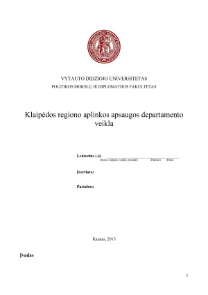 Klaipėdos regiono aplinkos apsaugos departamento veikla