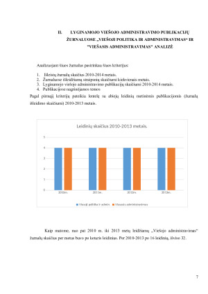 LYGINAMOJO VIEŠOJO ADMINISTRAVIMO PUBLIKACIJOS ŽURNALOSE „VIEŠOJI POLITIKA IR ADMINISTRAVIMAS“ IR „VIEŠASIS ADMINISTRAVIMAS“ 2010-2013 METAIS. Paveikslėlis 7