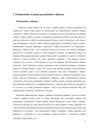 Pusiau prezidentinės ir parlamentinės sistemų palyginimas Anglijos ir Prancūzijos atvejai. Paveikslėlis 4