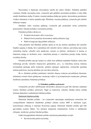FISKALINĖ POLITIKA, JOS PRINCIPAI BEI ĮGYVENDINIMAS LIETUVOJE ANALIZĖ IR VERTINIMAS. Paveikslėlis 5