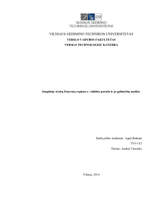 Jungtinių Arabų Emyratų regiono e. valdžios portalo ir jo galimybių analizė