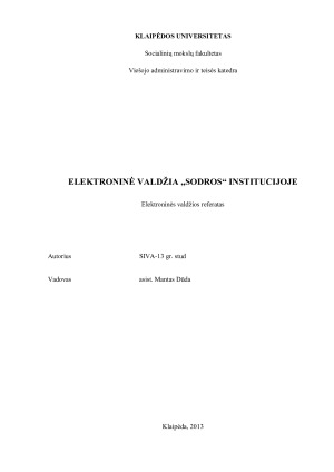 ELEKTRONINĖ VALDŽIA „SODROS“ INSTITUCIJOJE