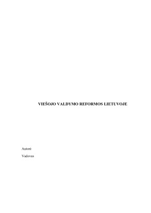 VIEŠOJO VALDYMO REFORMOS LIETUVOJE