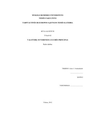 VALSTYBIŲ SUVERENIOS LYGYBĖS PRINCIPAS