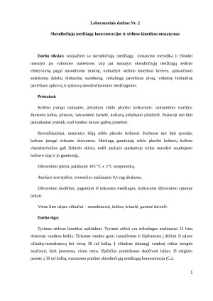 Skendinčiųjų medžiagų koncentracijos ir sėdimo kinetikos nustatymas. Paveikslėlis 1