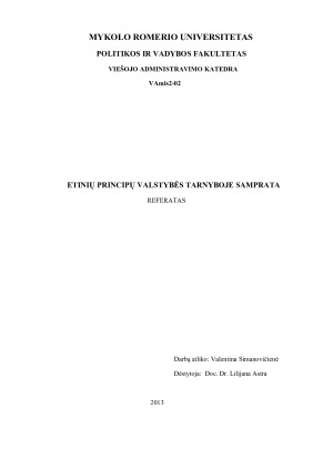 ETINIŲ PRINCIPŲ VALSTYBĖS TARNYBOJE SAMPRATA