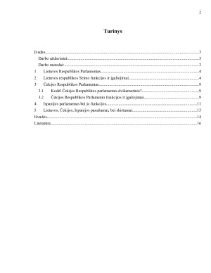 Lietuvos, Čekijos ir Ispanijos parlamentų lyginamoji analizė struktūra, funkcijos ir įgaliojimai